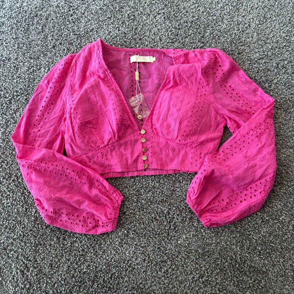 Boutique Pink Embroidered Top
